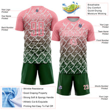 Load image into Gallery viewer, Custom Medium Pink Green-White Lightning Sports Sublimation Soccer Uniform Jersey
