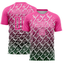Загрузить изображение в средство просмотра галереи, Custom Pink Green-White Lightning Sports Sublimation Soccer Uniform Jersey
