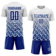 Load image into Gallery viewer, Custom White Royal Lightning Sports Sublimation Soccer Uniform Jersey
