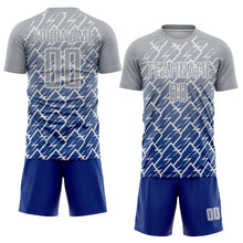 Laden Sie das Bild in den Galerie-Viewer, Custom Gray Royal-White Lightning Sports Sublimation Soccer Uniform Jersey
