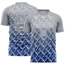 Laden Sie das Bild in den Galerie-Viewer, Custom Gray Royal-White Lightning Sports Sublimation Soccer Uniform Jersey
