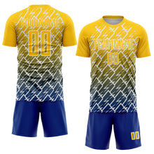 Загрузить изображение в средство просмотра галереи, Custom Yellow Royal-White Lightning Sports Sublimation Soccer Uniform Jersey
