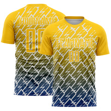 Загрузить изображение в средство просмотра галереи, Custom Yellow Royal-White Lightning Sports Sublimation Soccer Uniform Jersey
