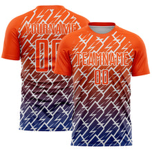 Загрузить изображение в средство просмотра галереи, Custom Orange Royal-White Lightning Sports Sublimation Soccer Uniform Jersey
