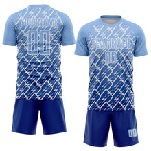 Load image into Gallery viewer, Custom Light Blue Royal-White Lightning Sports Sublimation Soccer Uniform Jersey
