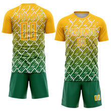 Laden Sie das Bild in den Galerie-Viewer, Custom Gold Kelly Green-White Lightning Sports Sublimation Soccer Uniform Jersey
