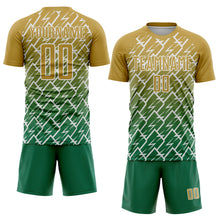 Laden Sie das Bild in den Galerie-Viewer, Custom Old Gold Kelly Green-White Lightning Sports Sublimation Soccer Uniform Jersey
