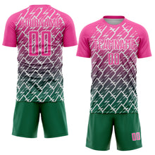 Load image into Gallery viewer, Custom Pink Kelly Green-White Lightning Sports Sublimation Soccer Uniform Jersey
