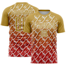 Charger l'image dans la galerie, Custom Old Gold Red-White Lightning Sports Sublimation Soccer Uniform Jersey
