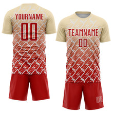 Load image into Gallery viewer, Custom Cream Red-White Lightning Sports Sublimation Soccer Uniform Jersey

