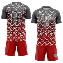 Load image into Gallery viewer, Custom Steel Gray Red-White Lightning Sports Sublimation Soccer Uniform Jersey

