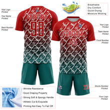 Load image into Gallery viewer, Custom Red Teal-White Lightning Sports Sublimation Soccer Uniform Jersey
