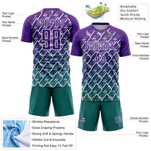 Load image into Gallery viewer, Custom Purple Teal-White Lightning Sports Sublimation Soccer Uniform Jersey
