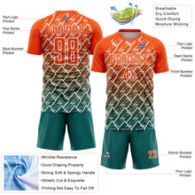 Загрузить изображение в средство просмотра галереи, Custom Orange Teal-White Lightning Sports Sublimation Soccer Uniform Jersey
