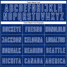 Загрузить изображение в средство просмотра галереи, Custom Royal Black-White Wavy Lines Sports Sublimation Soccer Uniform Jersey
