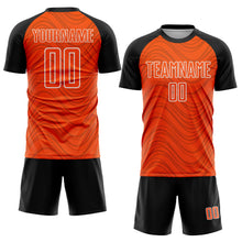 Загрузить изображение в средство просмотра галереи, Custom Orange Black-White Wavy Lines Sports Sublimation Soccer Uniform Jersey
