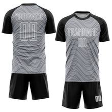 Загрузить изображение в средство просмотра галереи, Custom Gray Black-White Wavy Lines Sports Sublimation Soccer Uniform Jersey
