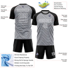 Загрузить изображение в средство просмотра галереи, Custom Gray Black-White Wavy Lines Sports Sublimation Soccer Uniform Jersey
