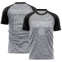 Загрузить изображение в средство просмотра галереи, Custom Gray Black-White Wavy Lines Sports Sublimation Soccer Uniform Jersey

