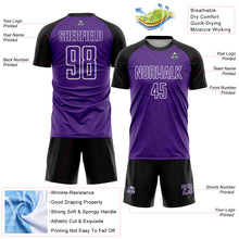 Загрузить изображение в средство просмотра галереи, Custom Purple Black-White Wavy Lines Sports Sublimation Soccer Uniform Jersey
