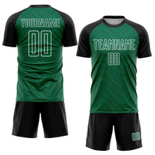 Загрузить изображение в средство просмотра галереи, Custom Kelly Green Black-White Wavy Lines Sports Sublimation Soccer Uniform Jersey
