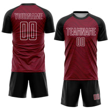 Загрузить изображение в средство просмотра галереи, Custom Crimson Black-White Wavy Lines Sports Sublimation Soccer Uniform Jersey
