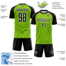 Загрузить изображение в средство просмотра галереи, Custom Neon Green Black-White Wavy Lines Sports Sublimation Soccer Uniform Jersey
