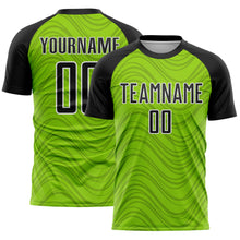 Загрузить изображение в средство просмотра галереи, Custom Neon Green Black-White Wavy Lines Sports Sublimation Soccer Uniform Jersey
