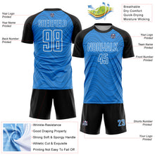 Загрузить изображение в средство просмотра галереи, Custom Powder Blue Black-White Wavy Lines Sports Sublimation Soccer Uniform Jersey
