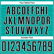 Загрузить изображение в средство просмотра галереи, Custom Aqua Black-White Wavy Lines Sports Sublimation Soccer Uniform Jersey
