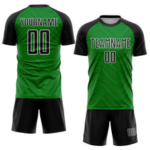 Загрузить изображение в средство просмотра галереи, Custom Grass Green Black-White Wavy Lines Sports Sublimation Soccer Uniform Jersey
