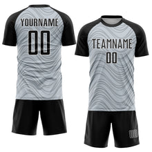 Загрузить изображение в средство просмотра галереи, Custom Silver Black-White Wavy Lines Sports Sublimation Soccer Uniform Jersey
