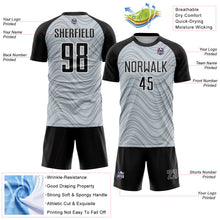 Загрузить изображение в средство просмотра галереи, Custom Silver Black-White Wavy Lines Sports Sublimation Soccer Uniform Jersey
