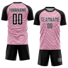 Загрузить изображение в средство просмотра галереи, Custom Light Pink Black-White Wavy Lines Sports Sublimation Soccer Uniform Jersey
