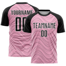 Загрузить изображение в средство просмотра галереи, Custom Light Pink Black-White Wavy Lines Sports Sublimation Soccer Uniform Jersey
