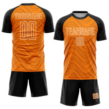 Загрузить изображение в средство просмотра галереи, Custom Bay Orange Black-White Wavy Lines Sports Sublimation Soccer Uniform Jersey
