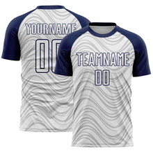 Загрузить изображение в средство просмотра галереи, Custom White Navy Wavy Lines Sports Sublimation Soccer Uniform Jersey
