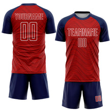 Загрузить изображение в средство просмотра галереи, Custom Red Navy-White Wavy Lines Sports Sublimation Soccer Uniform Jersey
