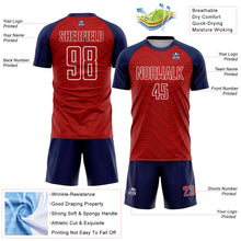 Загрузить изображение в средство просмотра галереи, Custom Red Navy-White Wavy Lines Sports Sublimation Soccer Uniform Jersey
