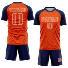 Загрузить изображение в средство просмотра галереи, Custom Orange Navy-White Wavy Lines Sports Sublimation Soccer Uniform Jersey
