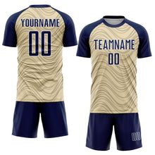 Загрузить изображение в средство просмотра галереи, Custom Cream Navy-White Wavy Lines Sports Sublimation Soccer Uniform Jersey
