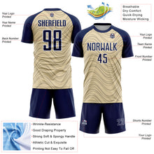 Загрузить изображение в средство просмотра галереи, Custom Cream Navy-White Wavy Lines Sports Sublimation Soccer Uniform Jersey
