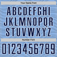 Laden Sie das Bild in den Galerie-Viewer, Custom Light Blue Navy-White Wavy Lines Sports Sublimation Soccer Uniform Jersey
