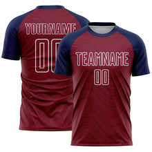 Загрузить изображение в средство просмотра галереи, Custom Crimson Navy-White Wavy Lines Sports Sublimation Soccer Uniform Jersey
