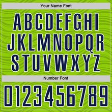 Загрузить изображение в средство просмотра галереи, Custom Neon Green Navy-White Wavy Lines Sports Sublimation Soccer Uniform Jersey
