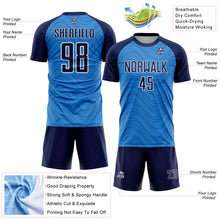 Загрузить изображение в средство просмотра галереи, Custom Powder Blue Navy-White Wavy Lines Sports Sublimation Soccer Uniform Jersey
