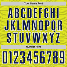 Загрузить изображение в средство просмотра галереи, Custom Neon Yellow Navy-White Wavy Lines Sports Sublimation Soccer Uniform Jersey
