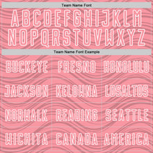 Загрузить изображение в средство просмотра галереи, Custom Medium Pink Navy-White Wavy Lines Sports Sublimation Soccer Uniform Jersey
