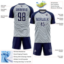 Загрузить изображение в средство просмотра галереи, Custom Silver Navy-White Wavy Lines Sports Sublimation Soccer Uniform Jersey
