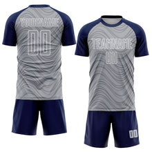 Загрузить изображение в средство просмотра галереи, Custom Gray Navy-White Wavy Lines Sports Sublimation Soccer Uniform Jersey
